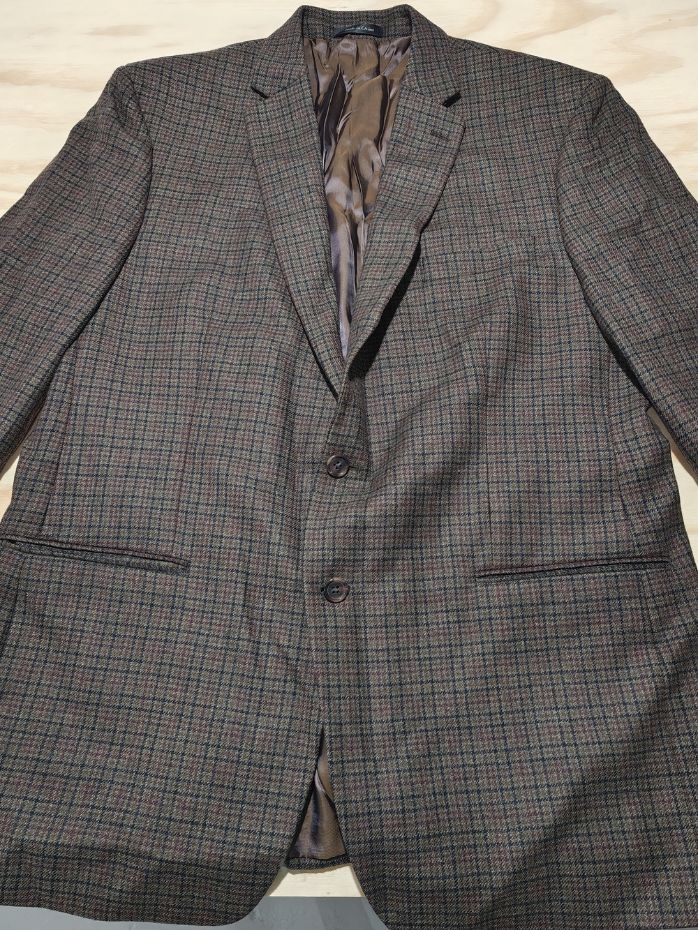 Lauren Ralph Lauren Mens 44L Lambswool Wool Blazer Sport Coat Gray Brown 2 Butto